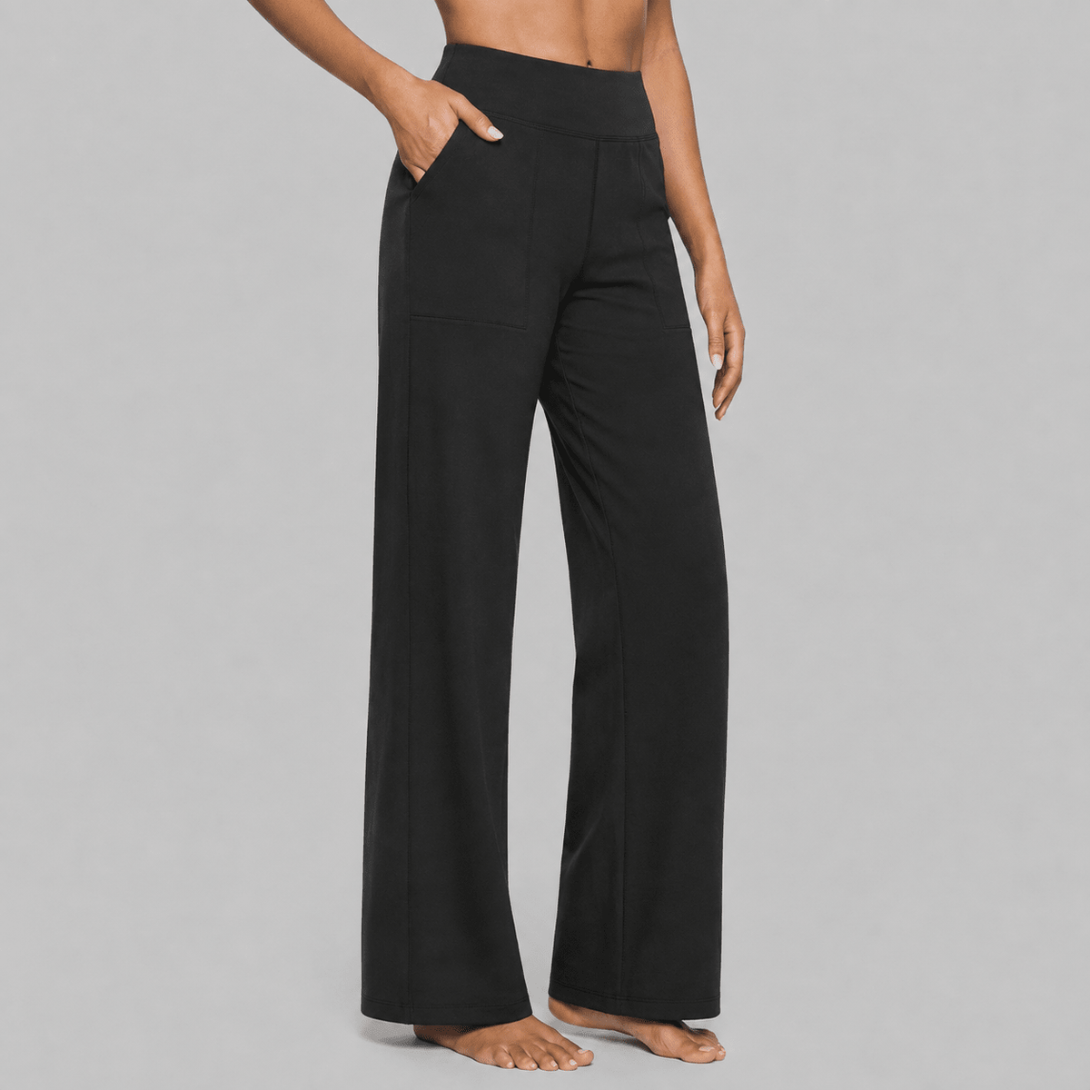 Amelia - Women's High-Waisted Wide-Leg Trousers with Pockets