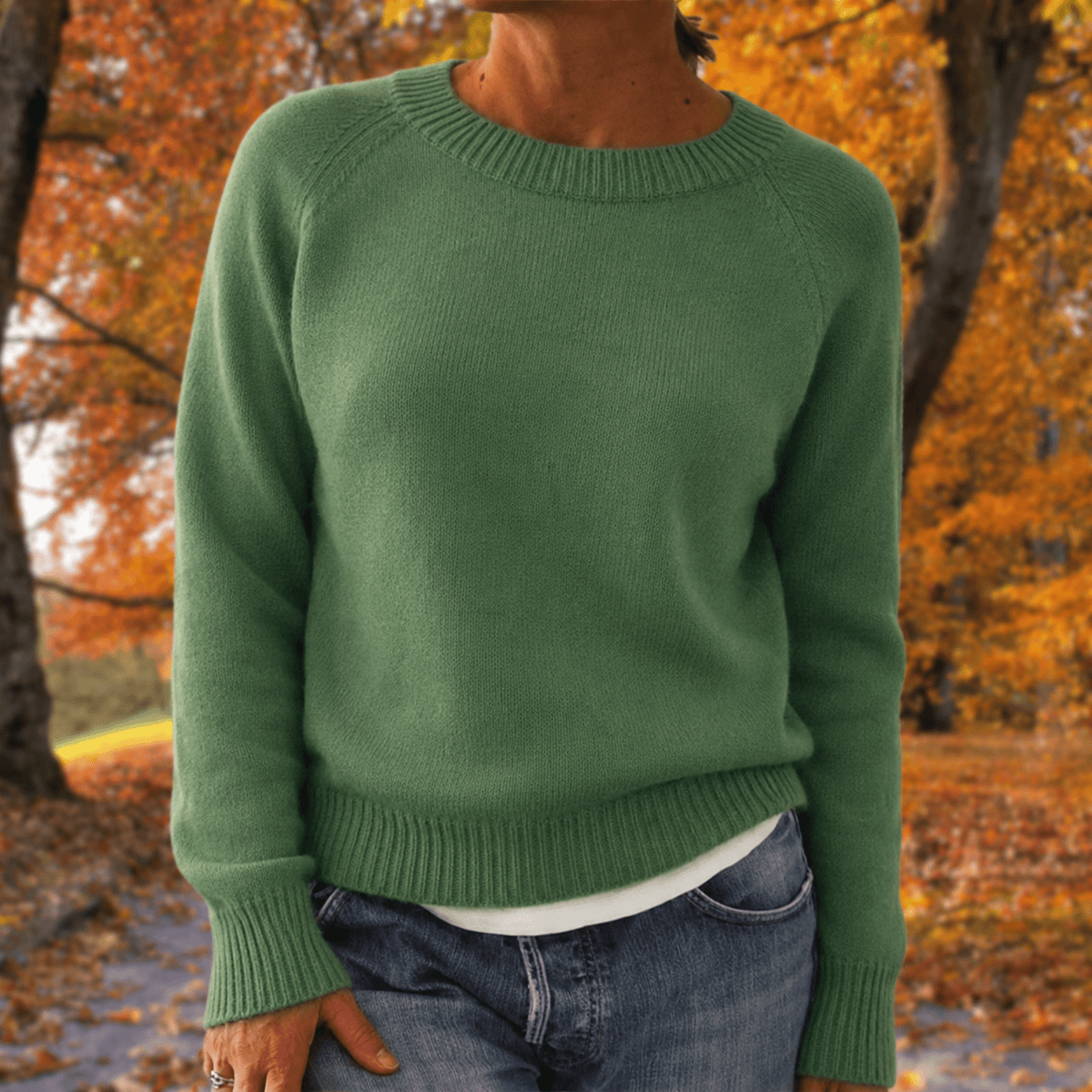 Anneliese - Women's Relaxed Fit Raglan Sleeve Sweater with Ribbed Trim