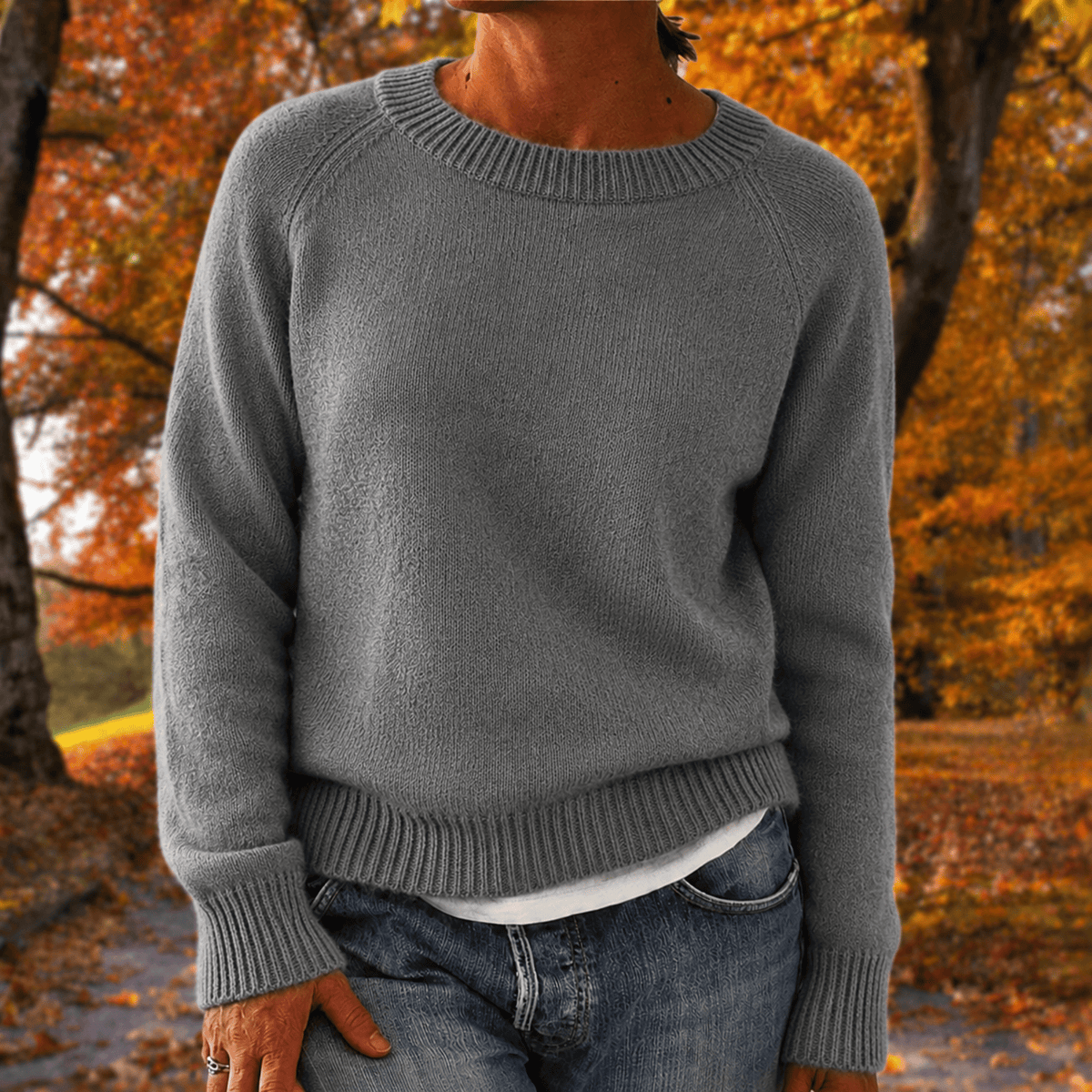 Anneliese - Women's Relaxed Fit Raglan Sleeve Sweater with Ribbed Trim