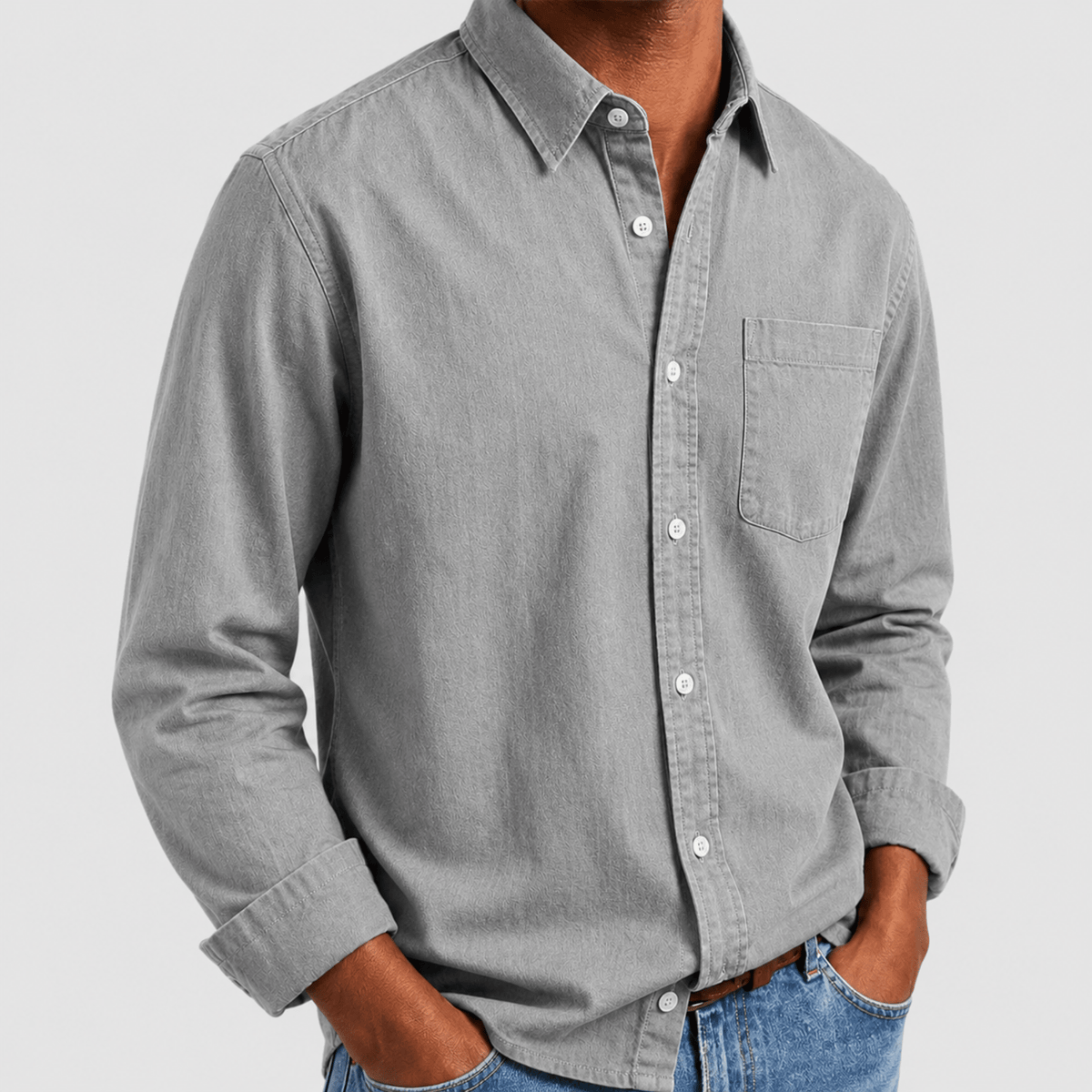 Arthur - Men's Relaxed Fit Point Collar Long Sleeve Shirt