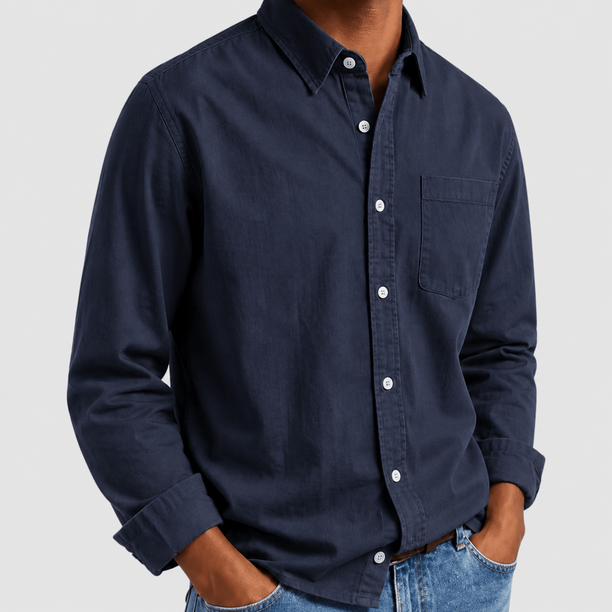 Arthur - Men's Relaxed Fit Point Collar Long Sleeve Shirt