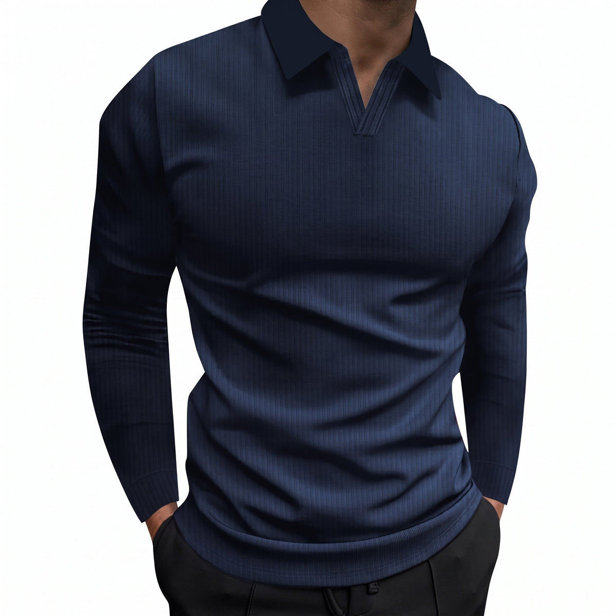 Arthur - Men's Relaxed Fit Ribbed Open Collar Polo Shirt