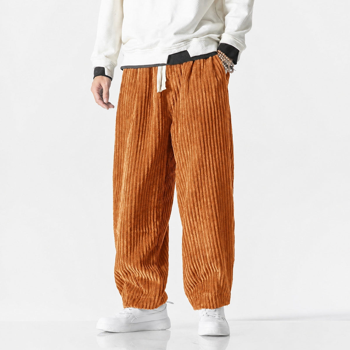 Charlie - Men's Corduroy Wide-Leg Harem Pants with Drawstring Waist