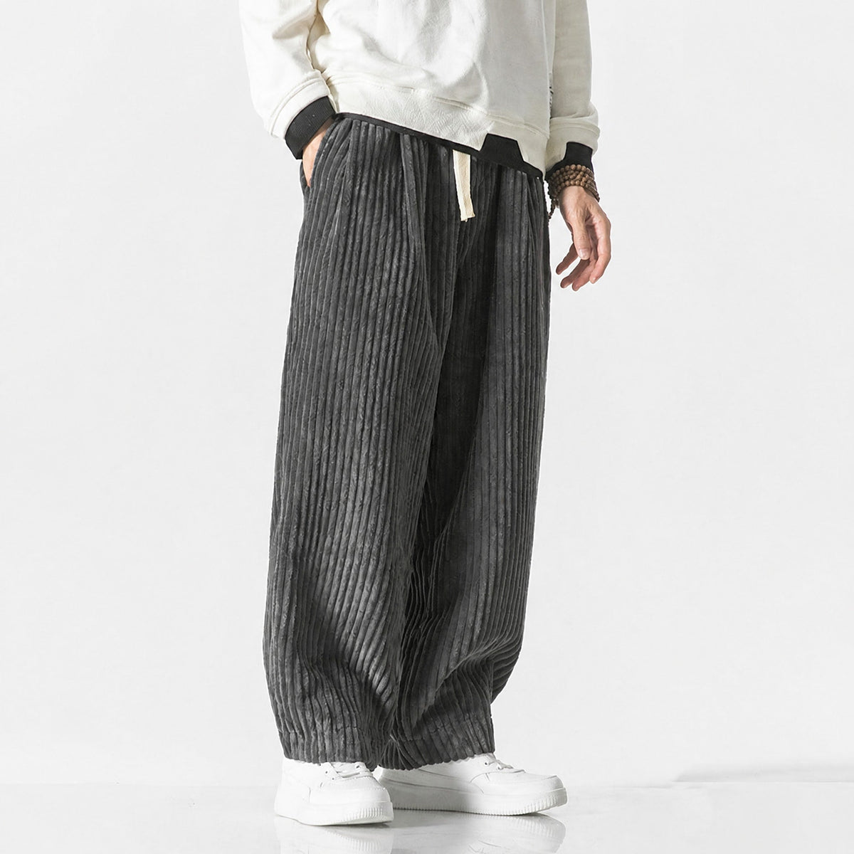 Charlie - Men's Corduroy Wide-Leg Harem Pants with Drawstring Waist