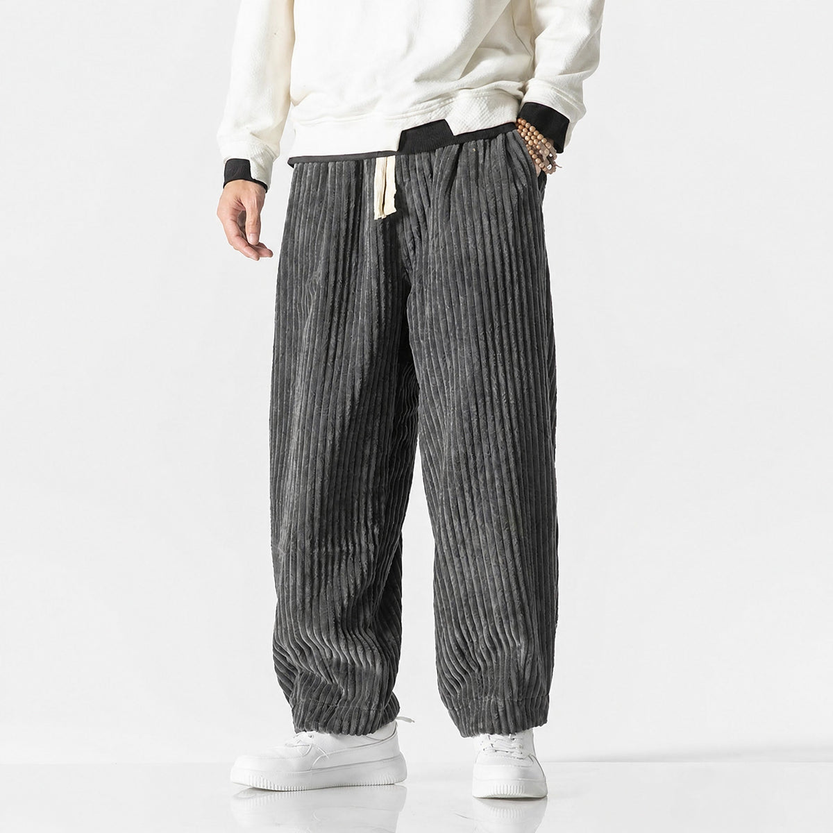 Charlie - Men's Corduroy Wide-Leg Harem Pants with Drawstring Waist