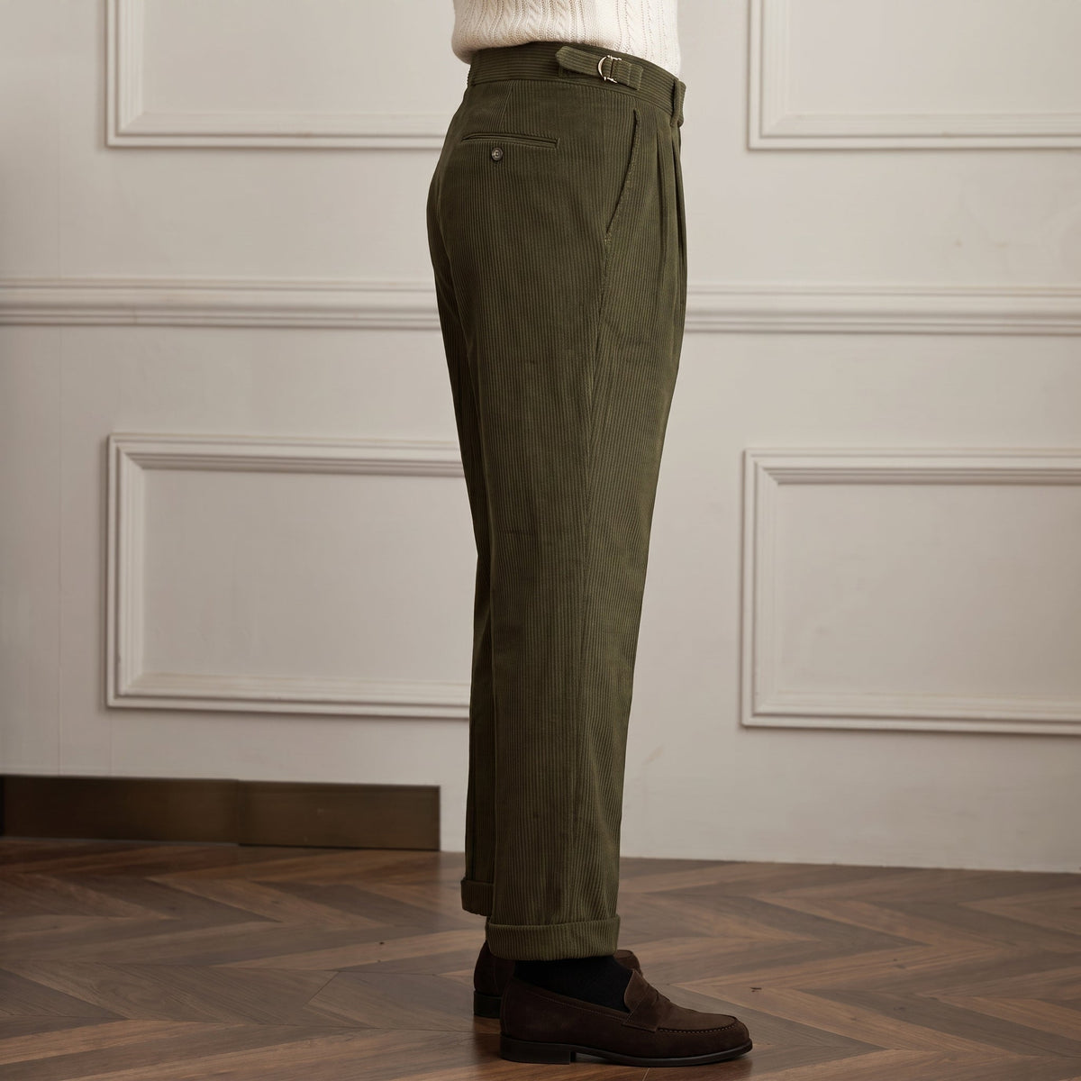 Charlie - Men's High-Waisted Ribbed Texture Trousers