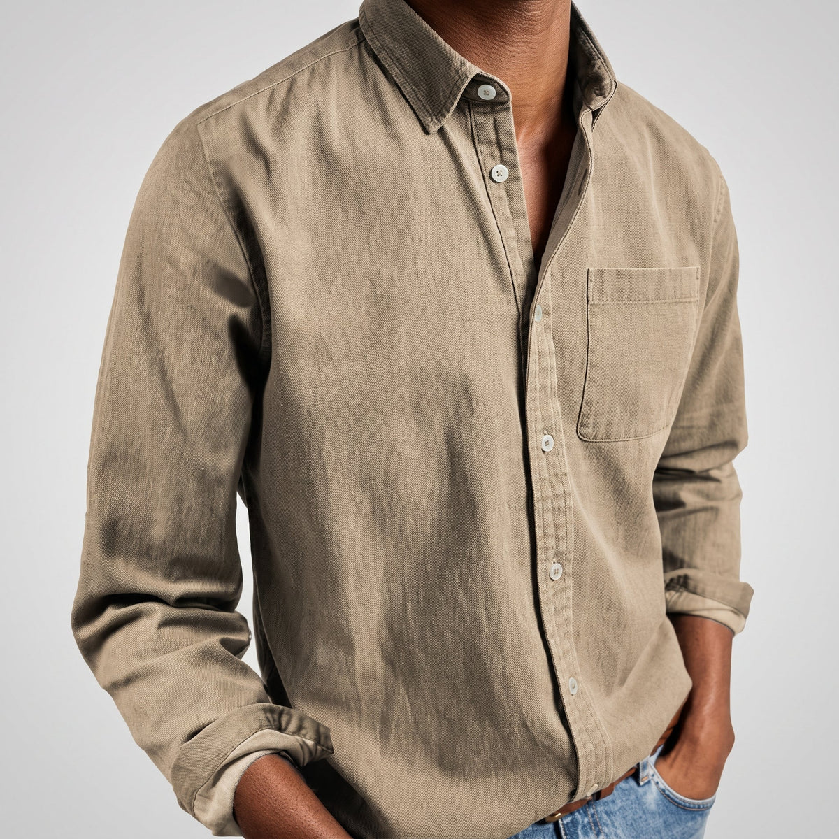 Charlie - Men's Relaxed Fit Button-Down Denim-Look Shirt