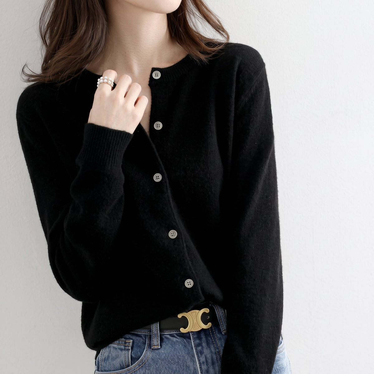 Charlotte - Women's Button-Front Cardigan with Ribbed Trim