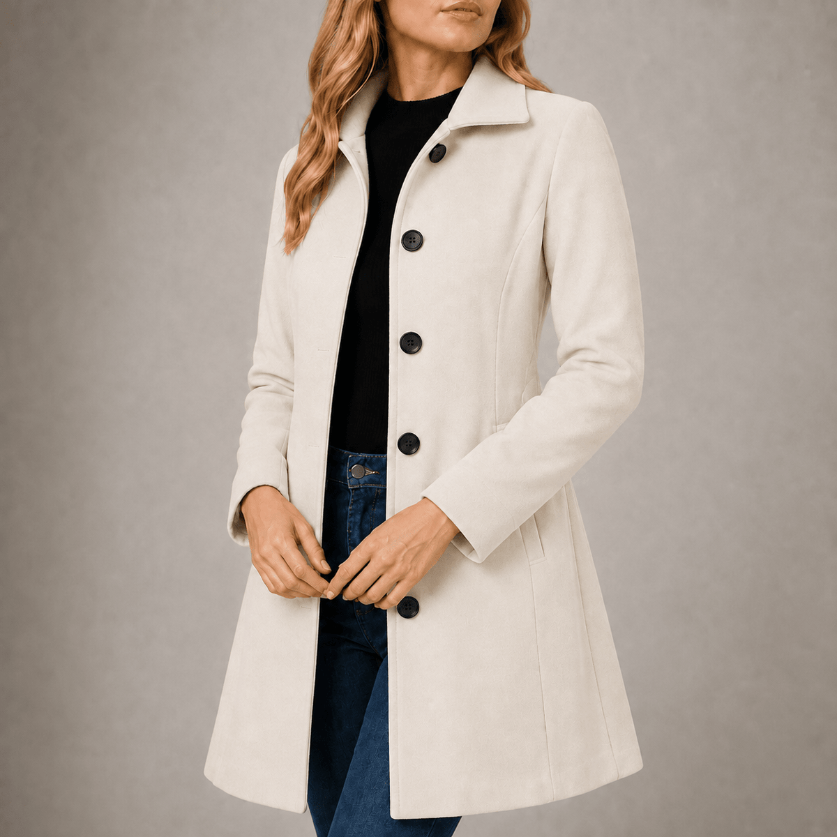 Charlotte - Women's Tailored Single-Breasted Coat with Notch Collar