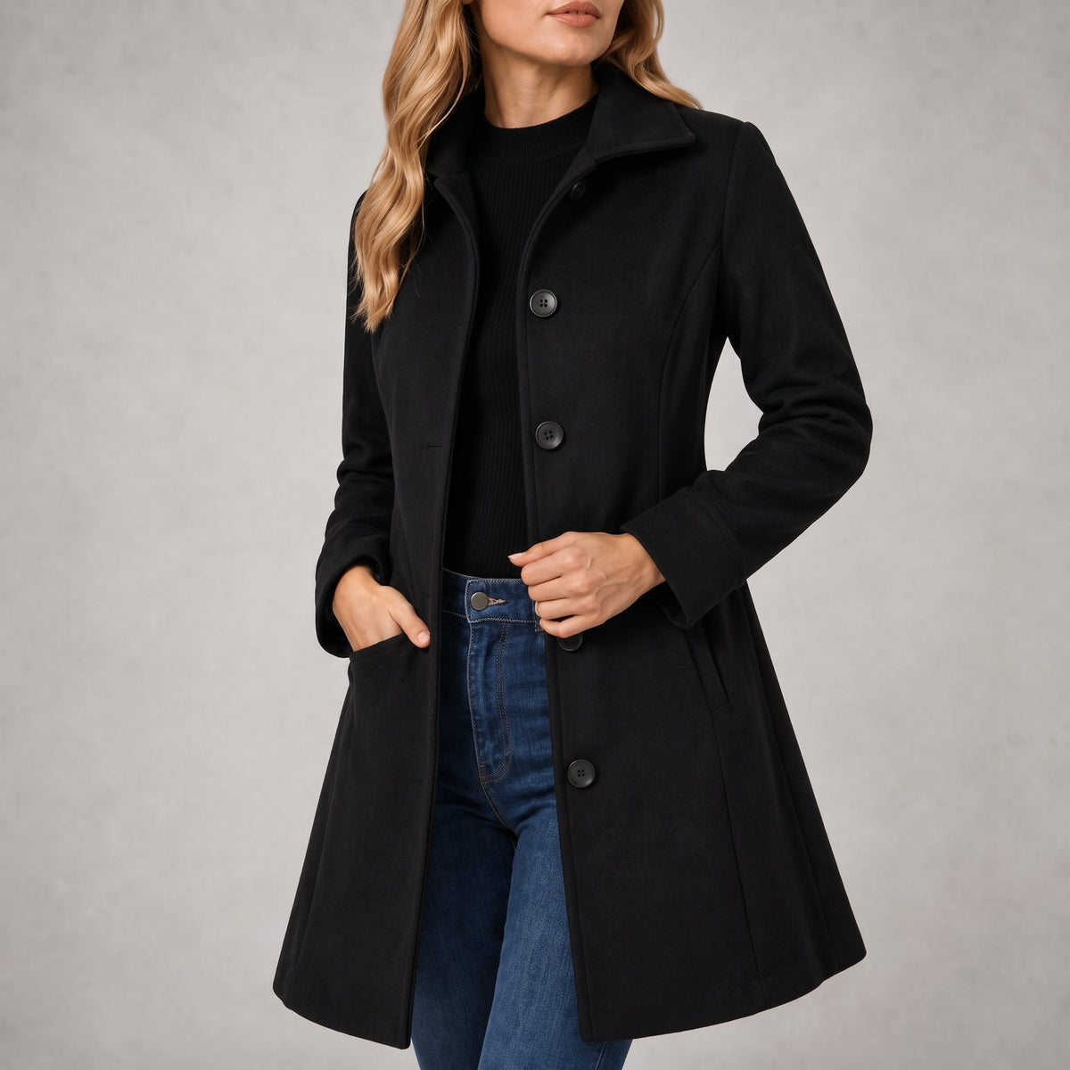Charlotte - Women's Tailored Single-Breasted Coat with Notch Collar