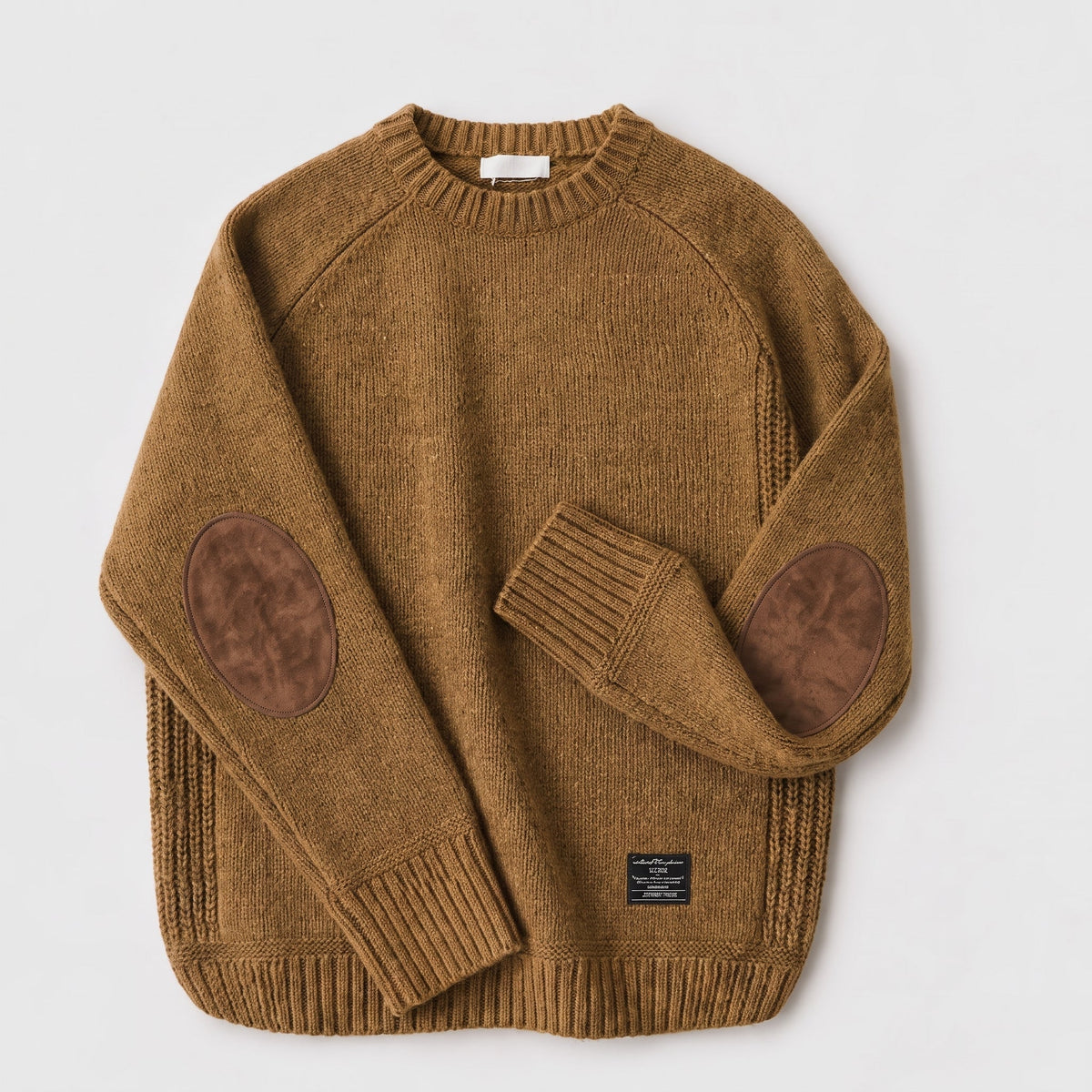 James - Men's Crew Neck Sweater with Elbow Patches