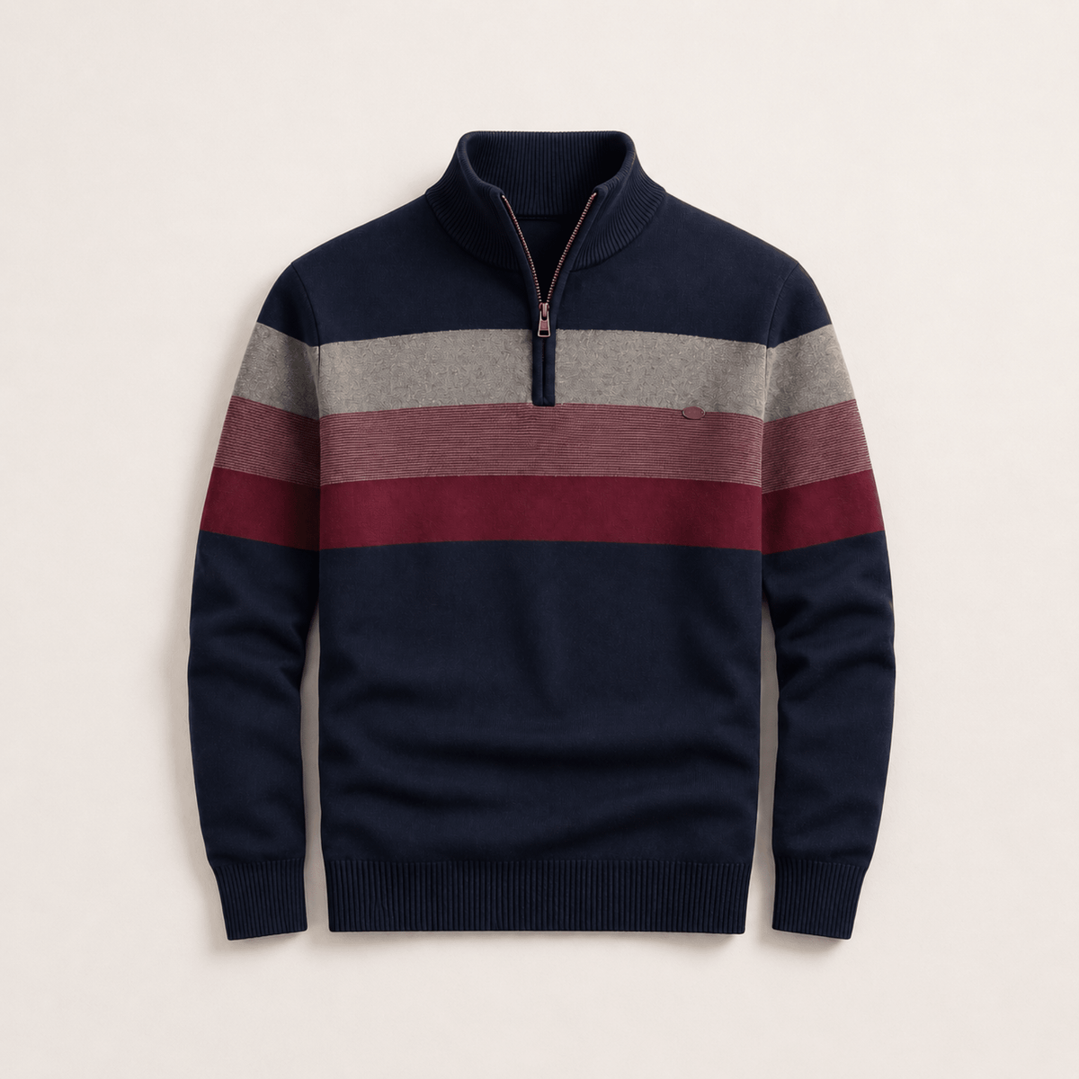 James - Men's Quarter-Zip Colorblock Sweater