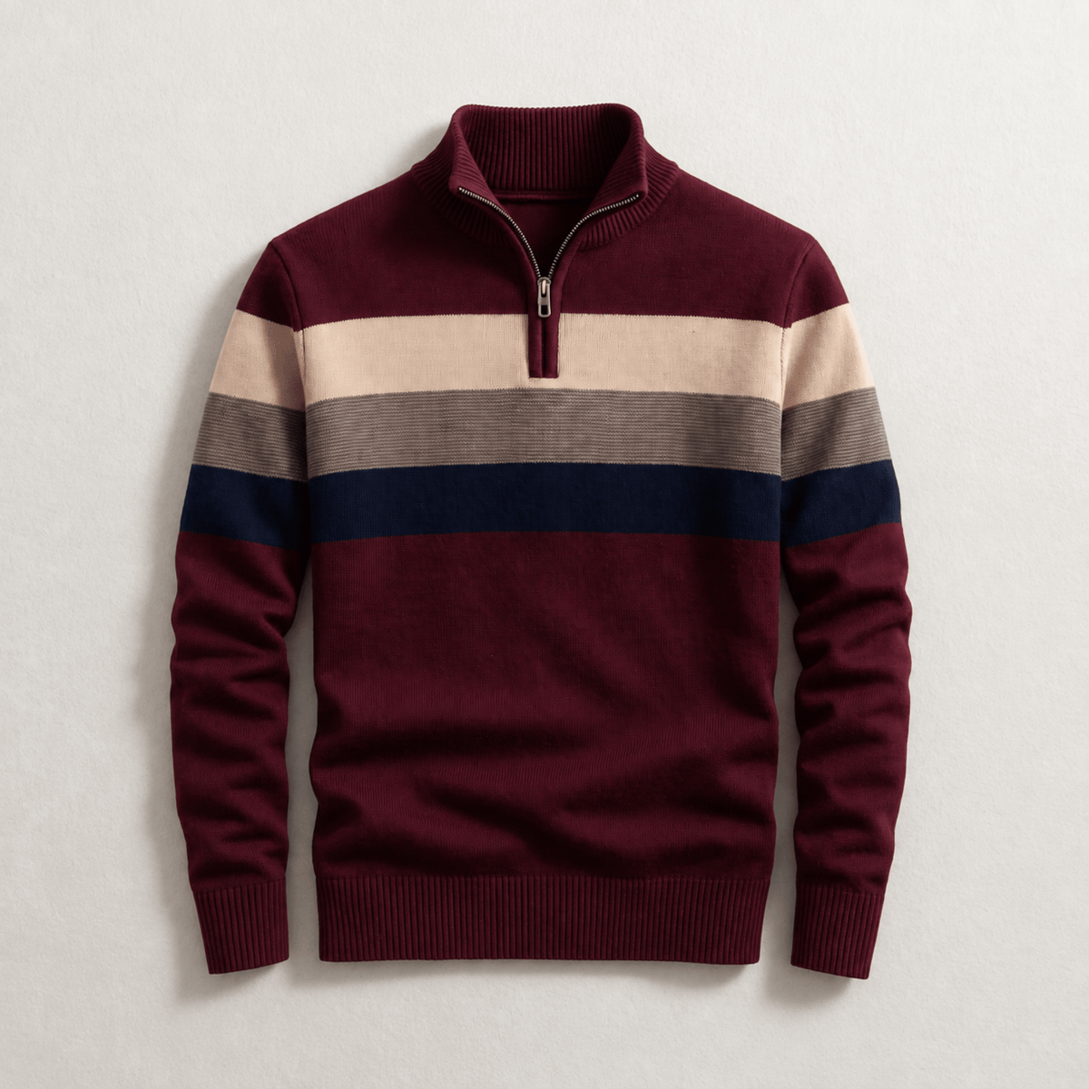 James - Men's Quarter-Zip Colorblock Sweater