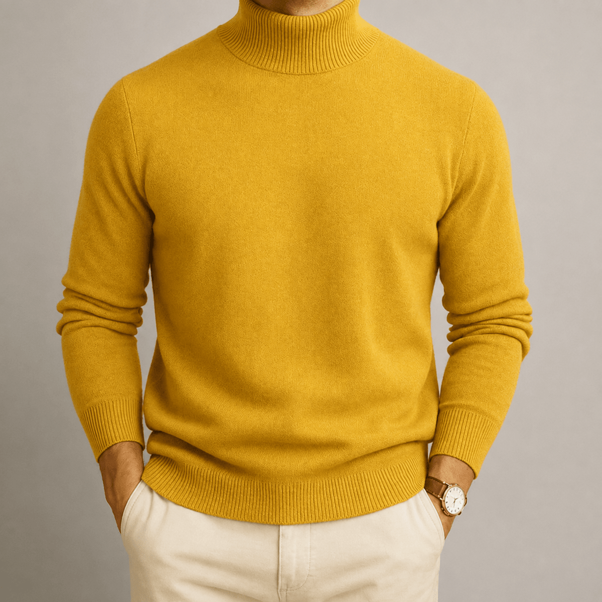 James - Men's Turtleneck Sweater with Ribbed Cuffs