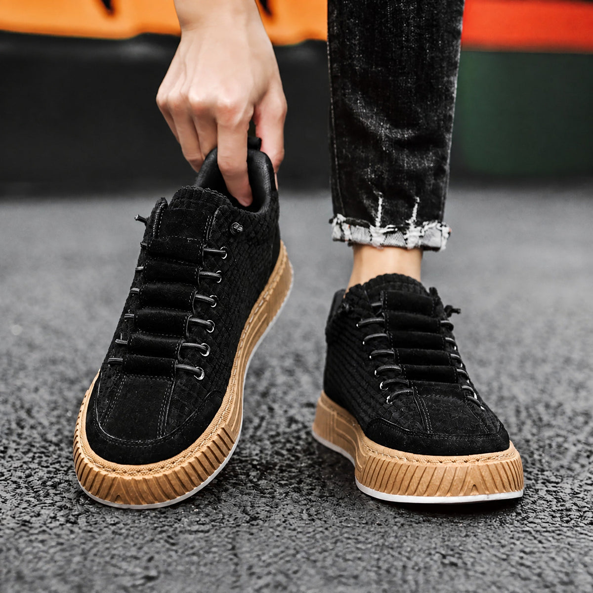 Jonas - Men's Orthopedic Quilted Low-Top Lace-Up Sneakers