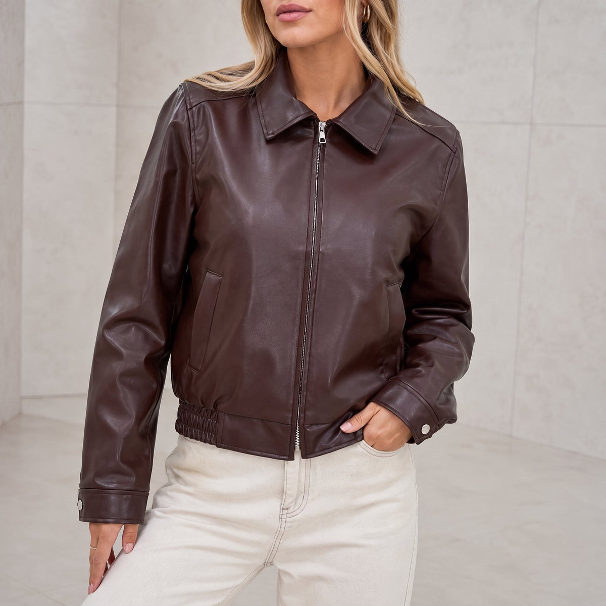 Liesel - Women's Zip-Through Collared Bomber Jacket
