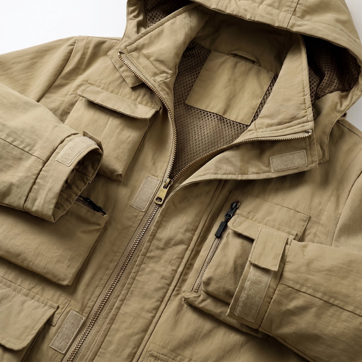 Marcus - Men's Multi-Pocket Hooded Utility Jacket with Zip Closure