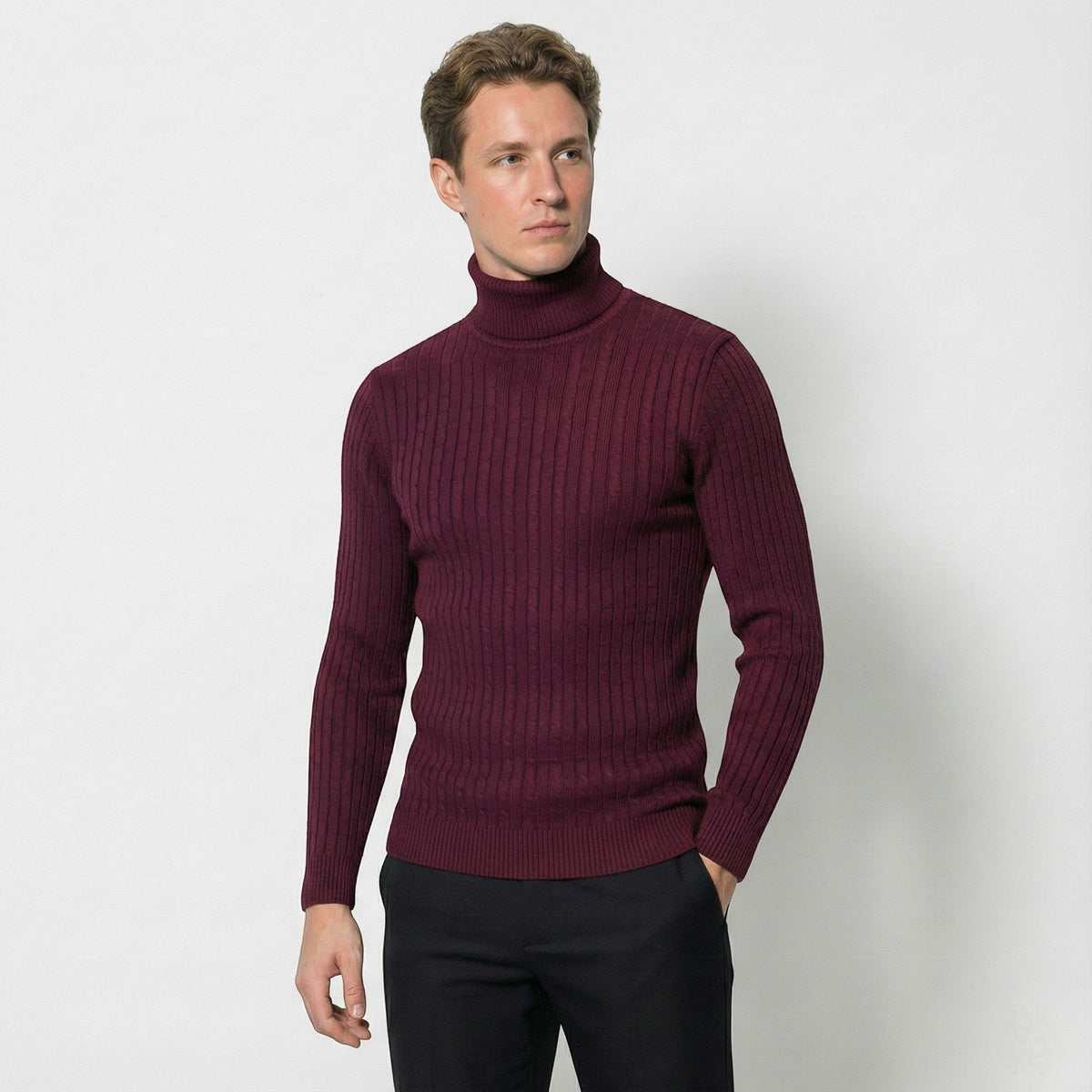 Henrik - Men's Cable Knit Turtleneck Sweater