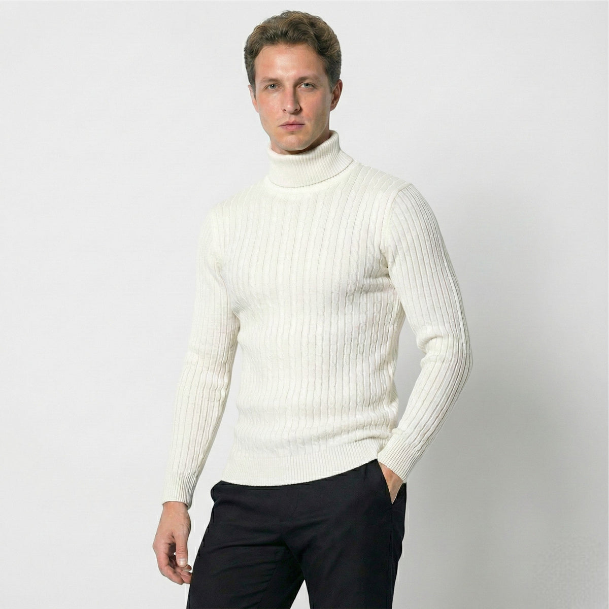 Henrik - Men's Cable Knit Turtleneck Sweater