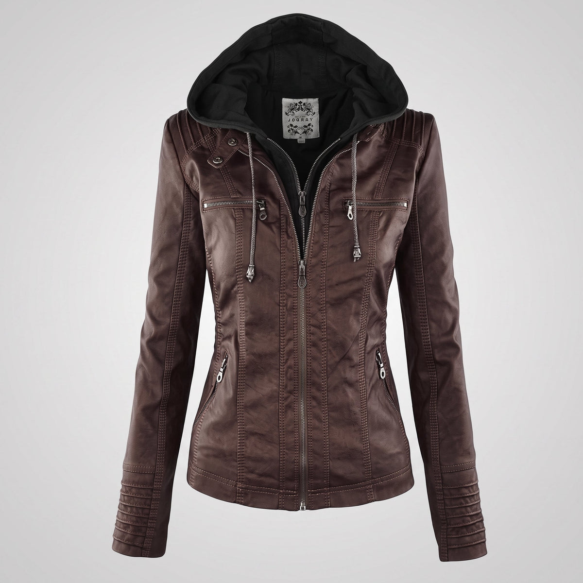 Olivia - Women's Drawstring Hood Full Zip Multi-Pocket Jacket