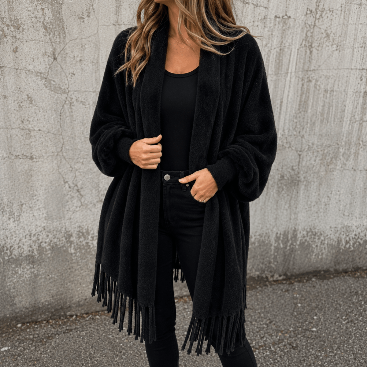 Olivia - Women's Oversized Open Front Wrap Cardigan