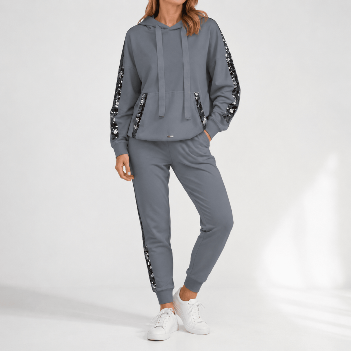 Phoebe - Women's Contrast Side Stripe Hoodie and Jogger Co-ord