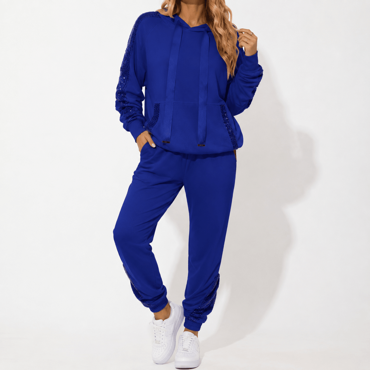 Phoebe - Women's Contrast Side Stripe Hoodie and Jogger Co-ord
