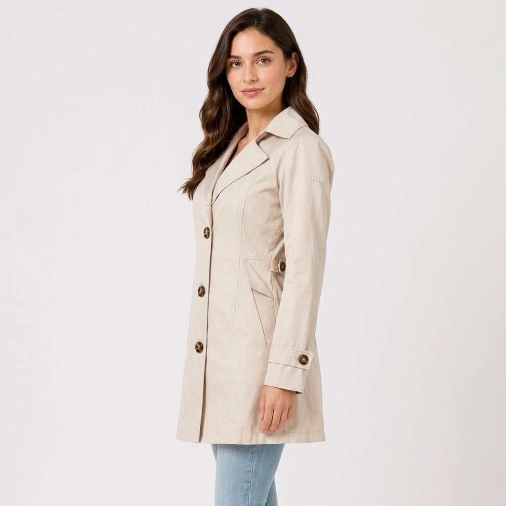 Sophie - Women's Belted Trench Coat with Notch Lapel Collar