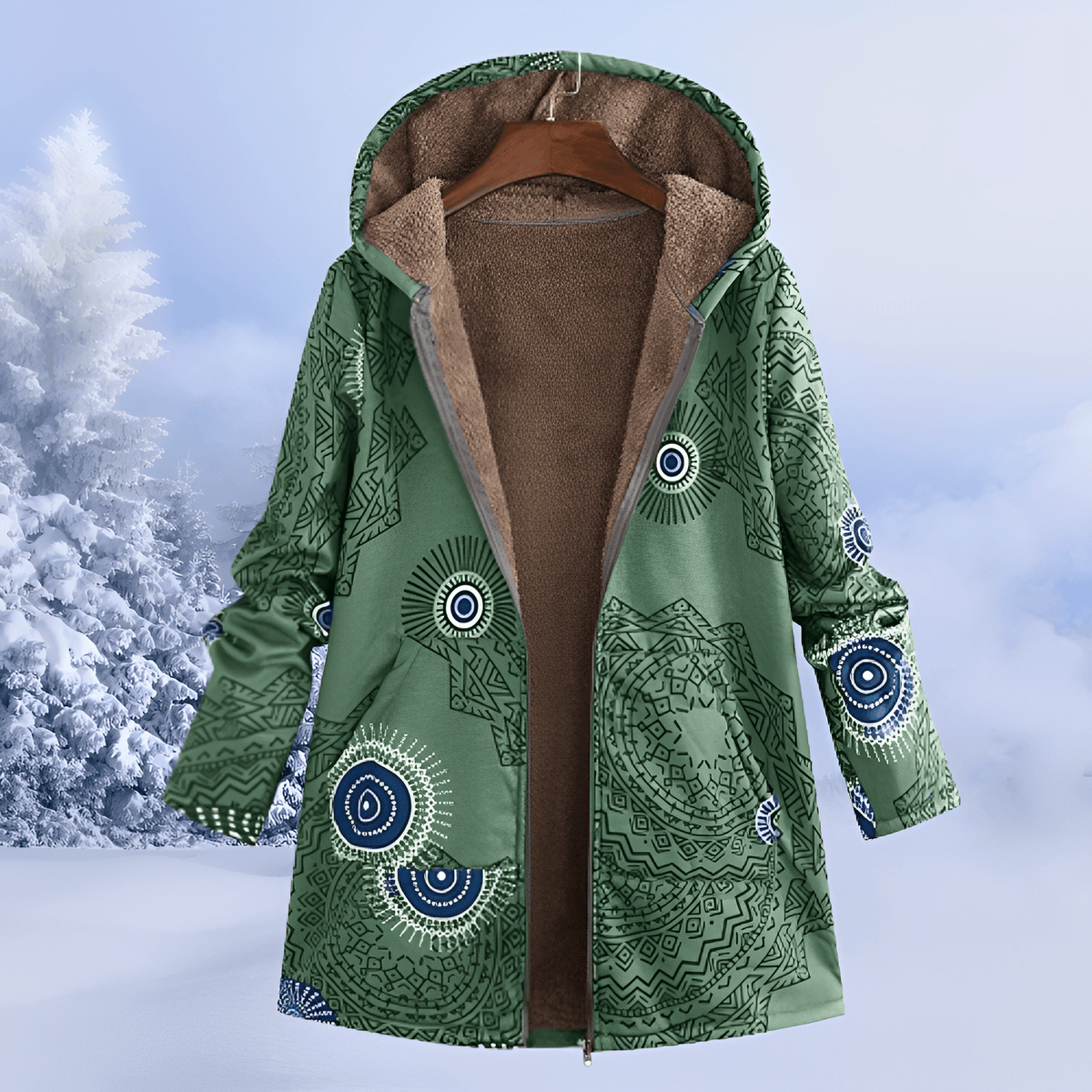 Sophie - Women's Floral Print Longline Hooded Coat