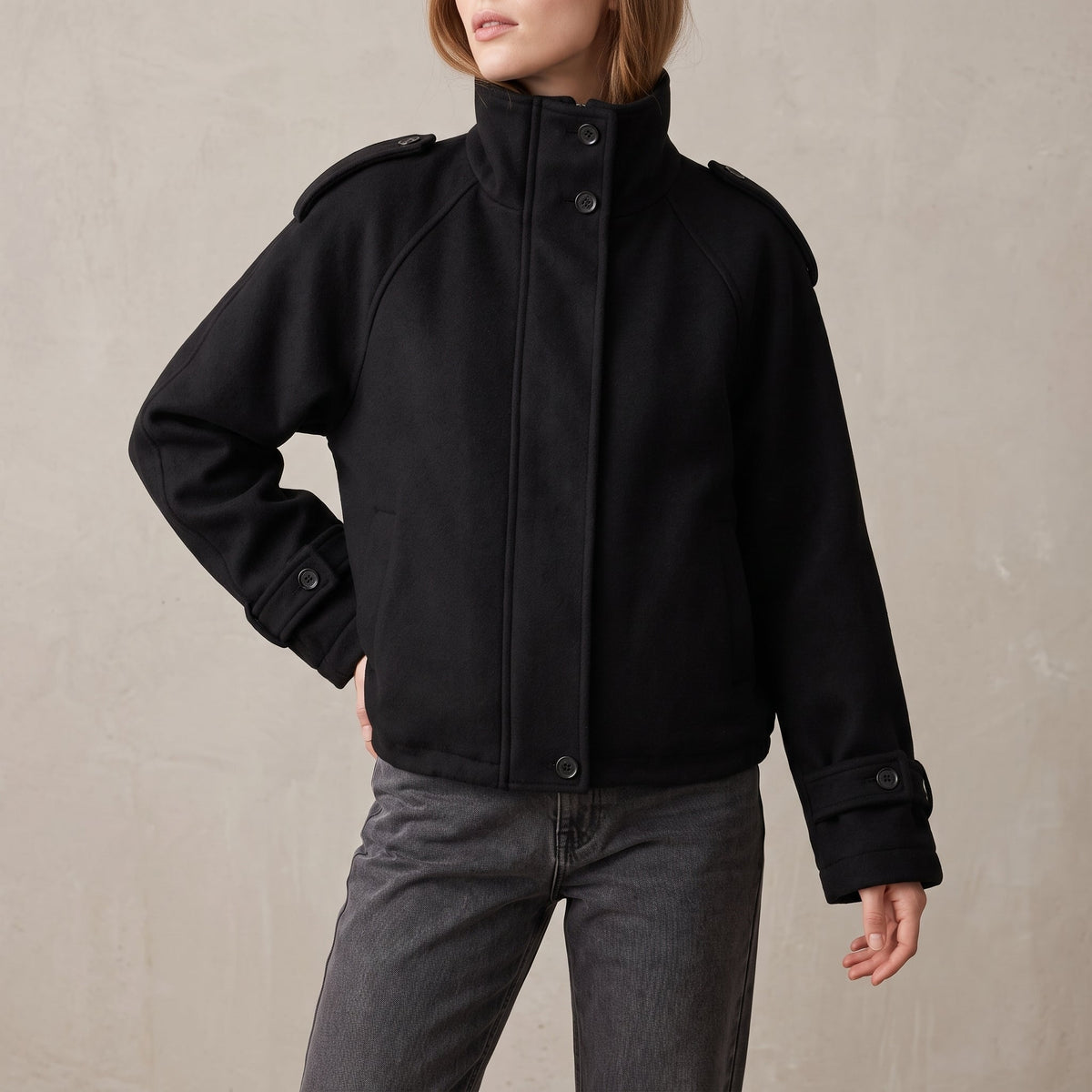 Sophie - Women's Mock Neck Oversized Stand Collar Coat