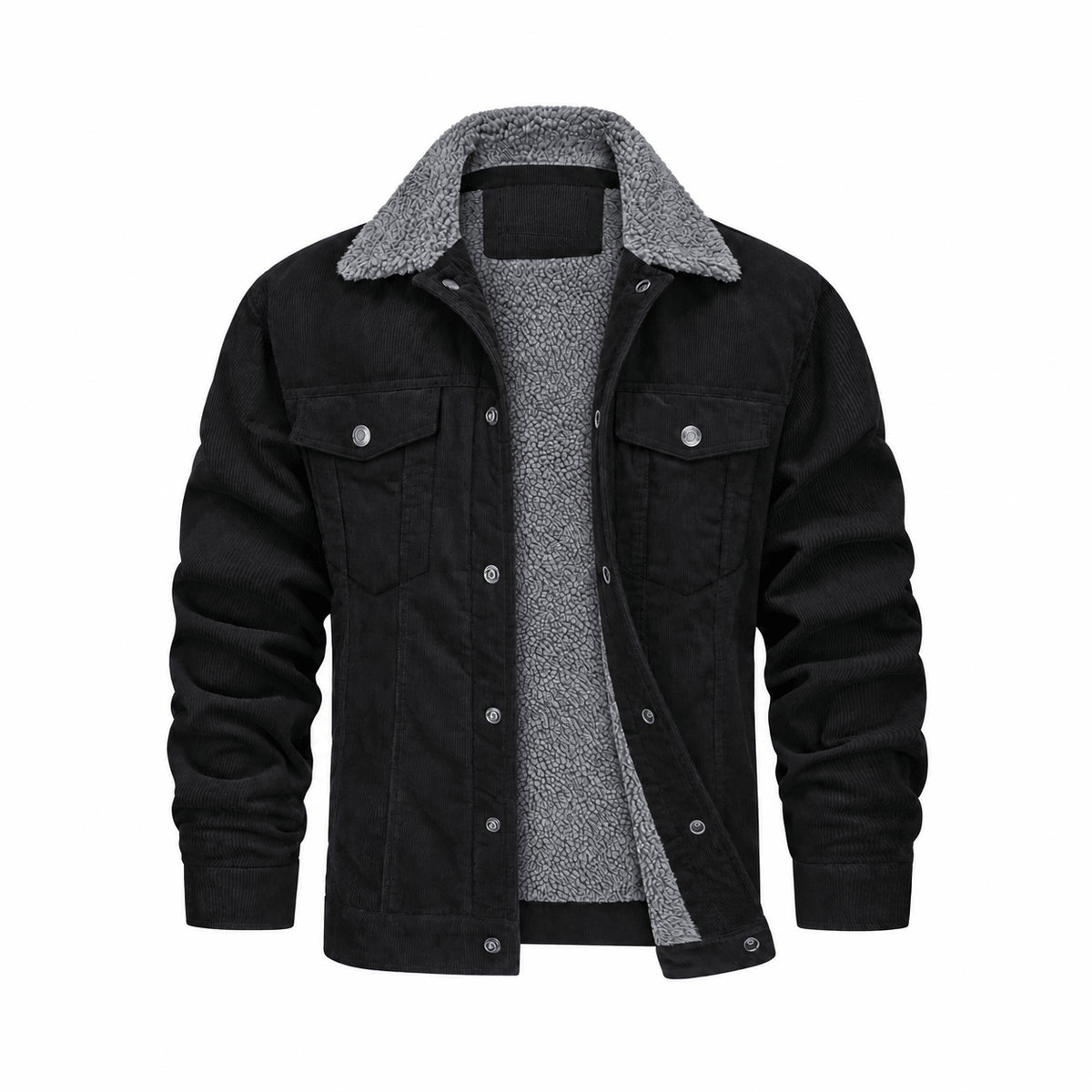 Tom - Men's Corduroy Trucker Jacket with Cozy Collar and Chest Pockets