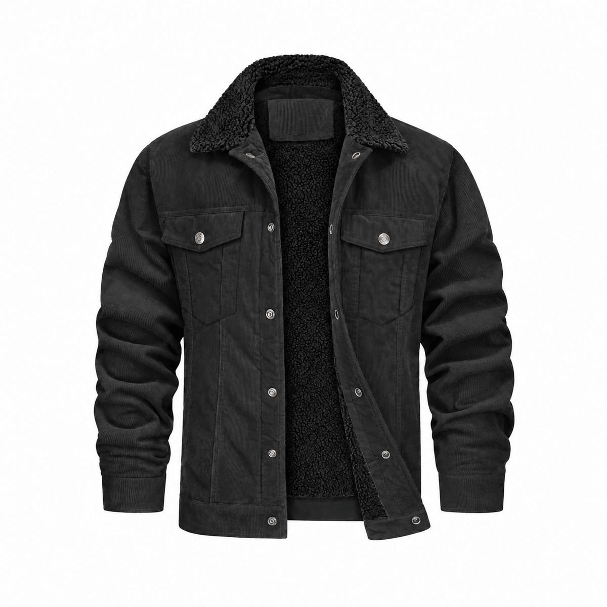 Tom - Men's Corduroy Trucker Jacket with Cozy Collar and Chest Pockets