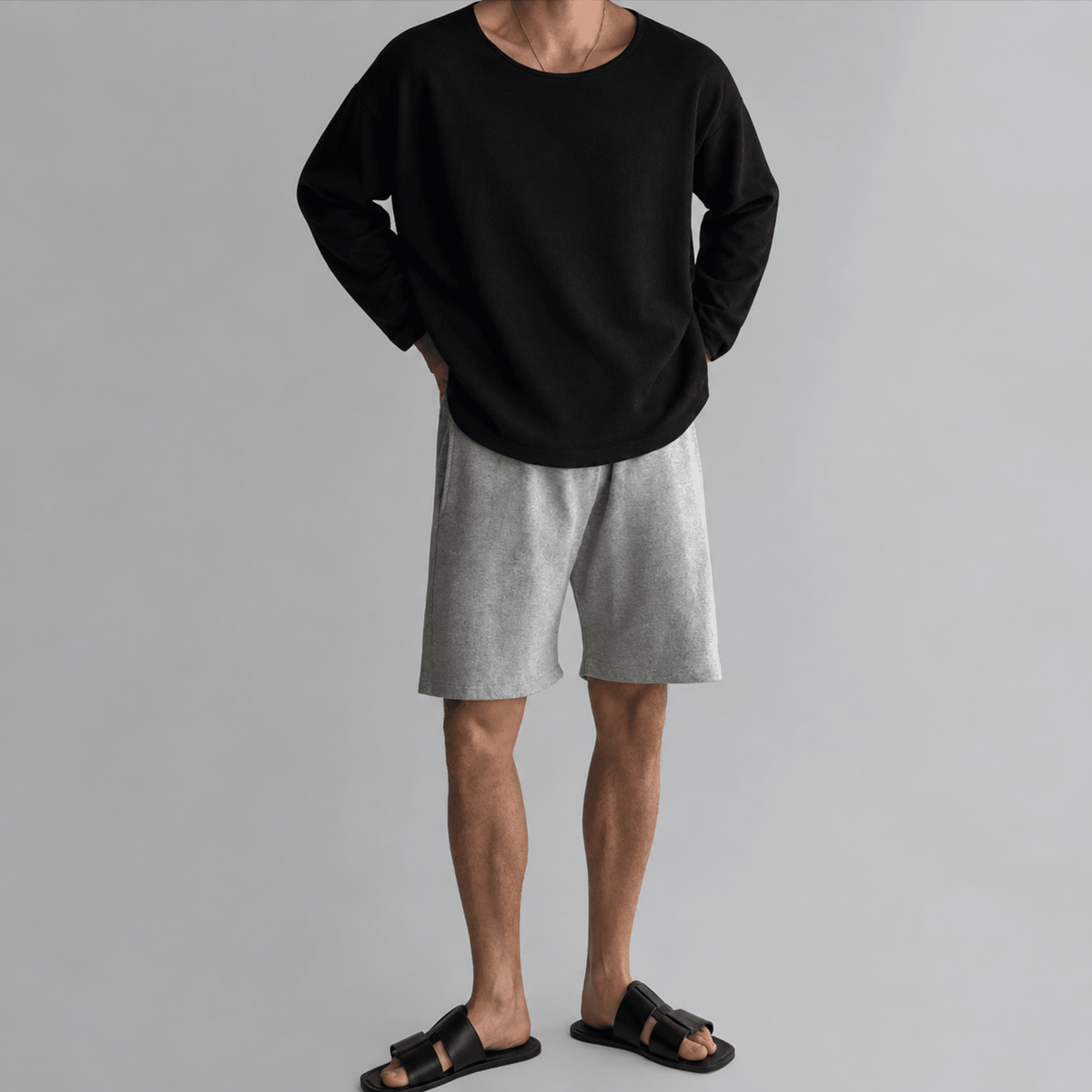 Tom - Men's Lightweight Crew Neck Knit Textured Long Sleeve Shirt