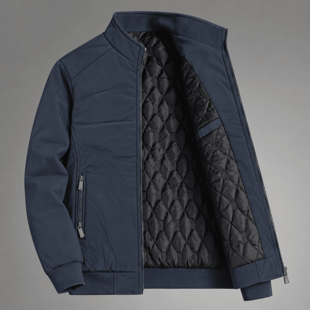 Tom - Men's Water-Resistant Quilted Jacket with Stand Collar