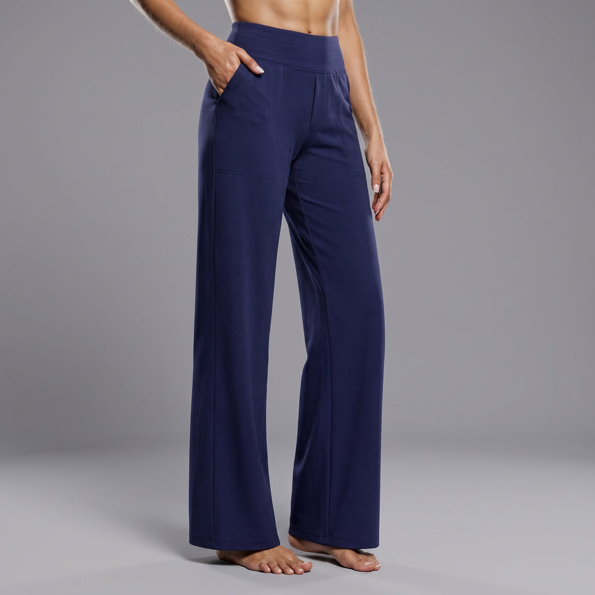 Amelia - Women's High-Waisted Wide-Leg Trousers with Pockets