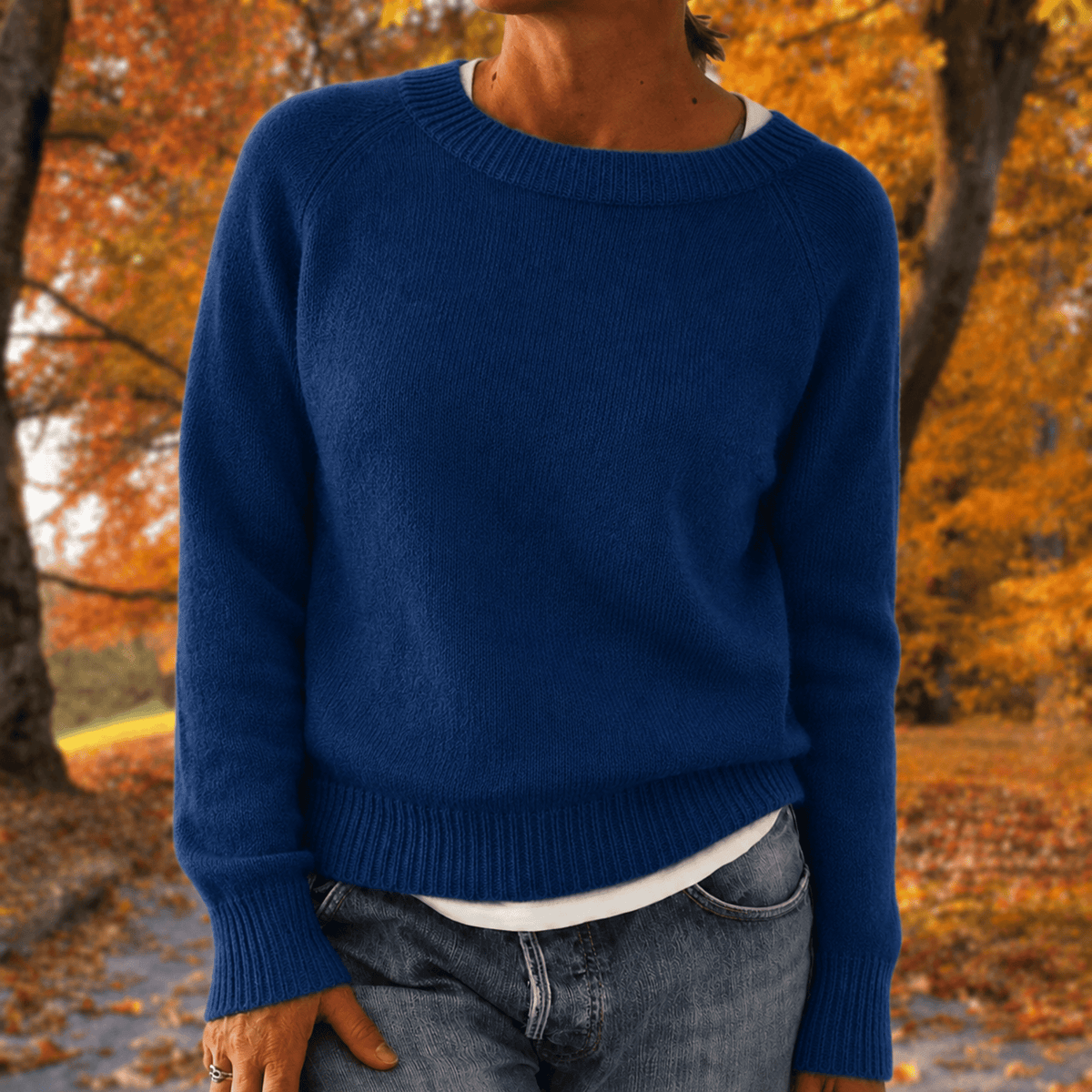 Anneliese - Women's Relaxed Fit Raglan Sleeve Sweater with Ribbed Trim