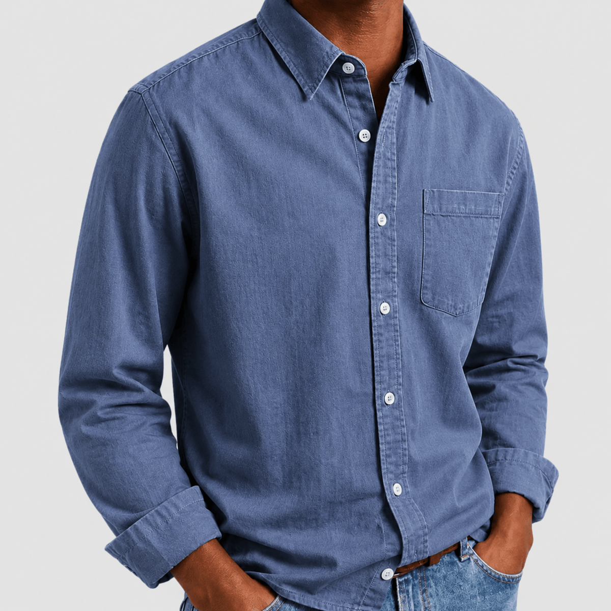 Arthur - Men's Relaxed Fit Point Collar Long Sleeve Shirt