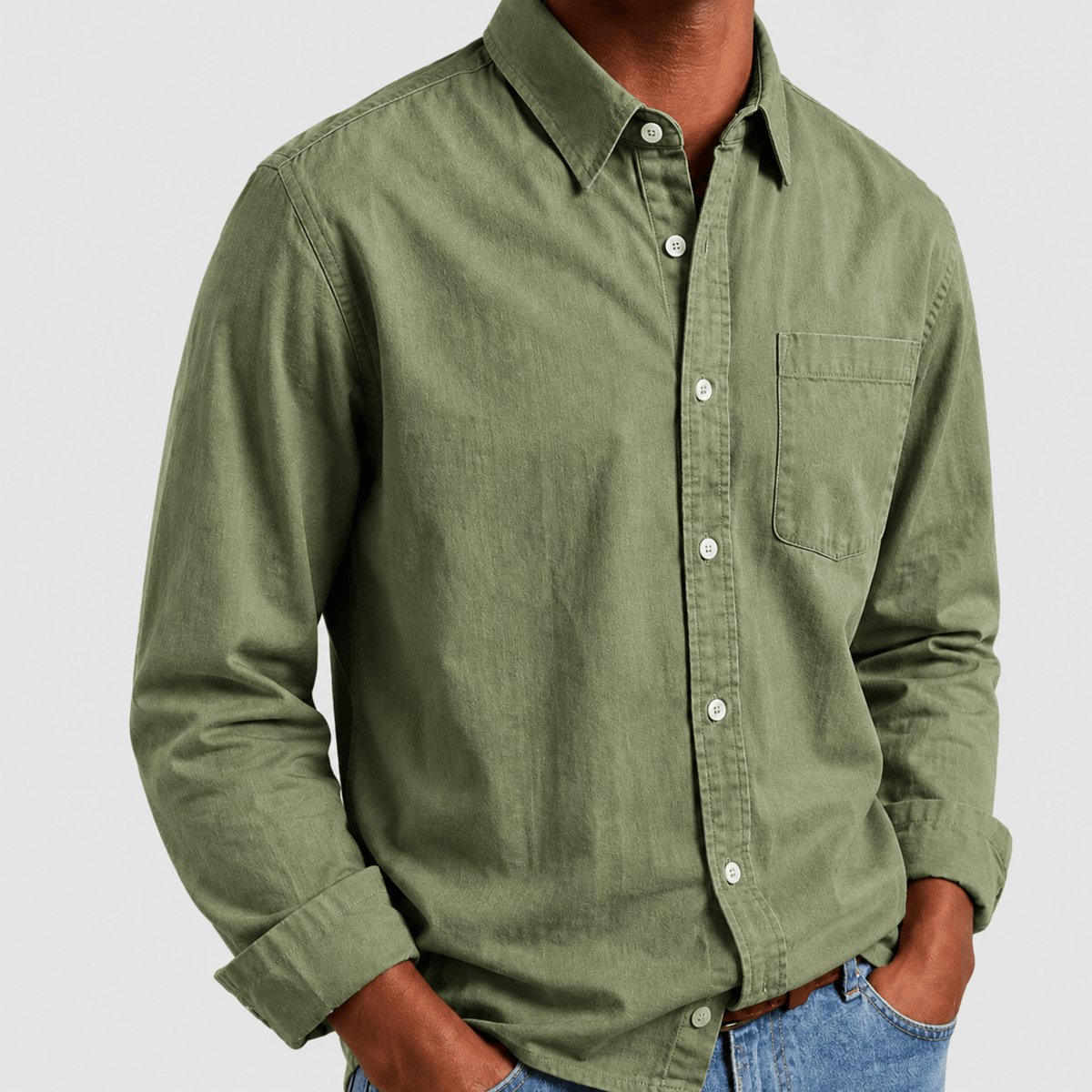 Arthur - Men's Relaxed Fit Point Collar Long Sleeve Shirt