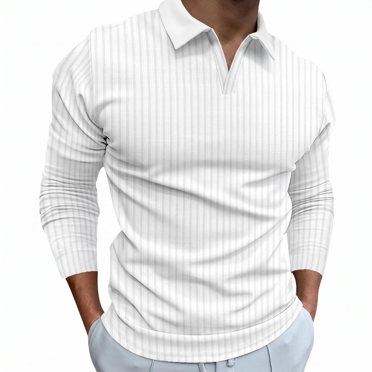 Arthur - Men's Relaxed Fit Ribbed Open Collar Polo Shirt