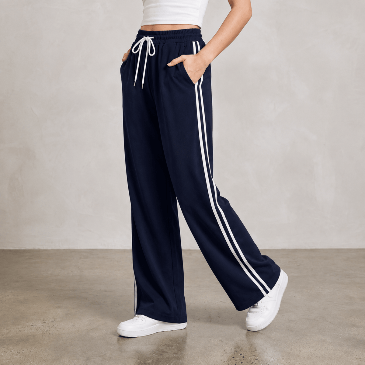Beatrice - Women's High-Waisted Wide-Leg Joggers