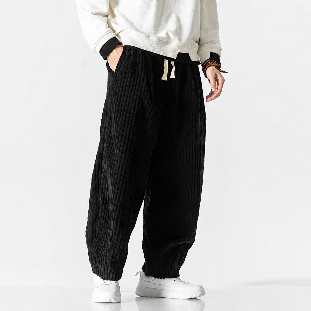 Charlie - Men's Corduroy Wide-Leg Harem Pants with Drawstring Waist