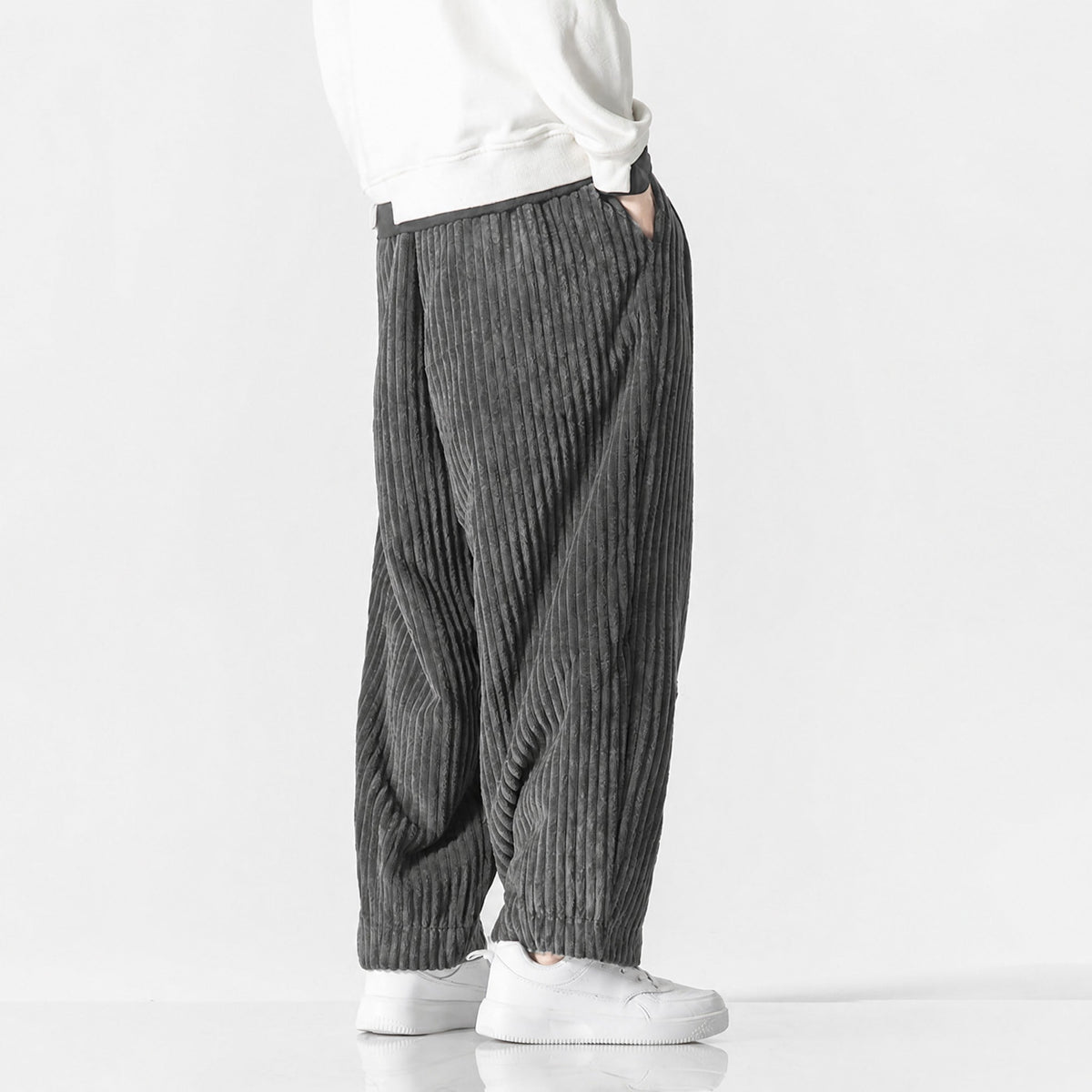 Charlie - Men's Corduroy Wide-Leg Harem Pants with Drawstring Waist