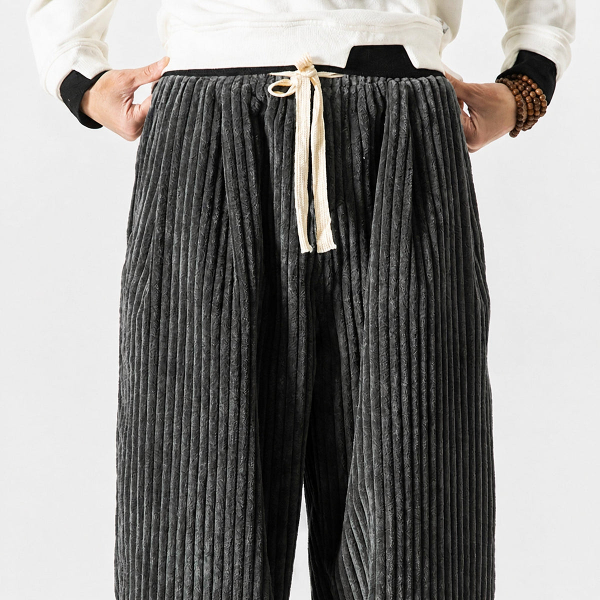Charlie - Men's Corduroy Wide-Leg Harem Pants with Drawstring Waist