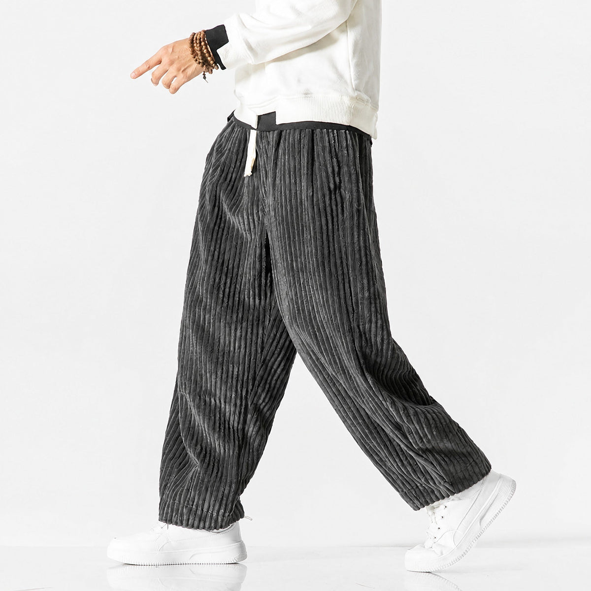 Charlie - Men's Corduroy Wide-Leg Harem Pants with Drawstring Waist