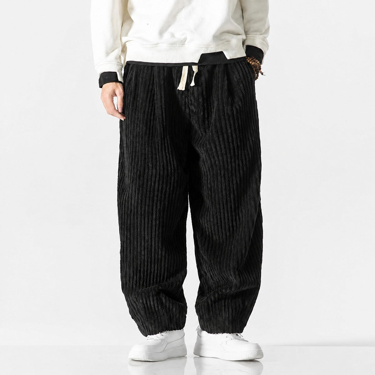 Charlie - Men's Corduroy Wide-Leg Harem Pants with Drawstring Waist