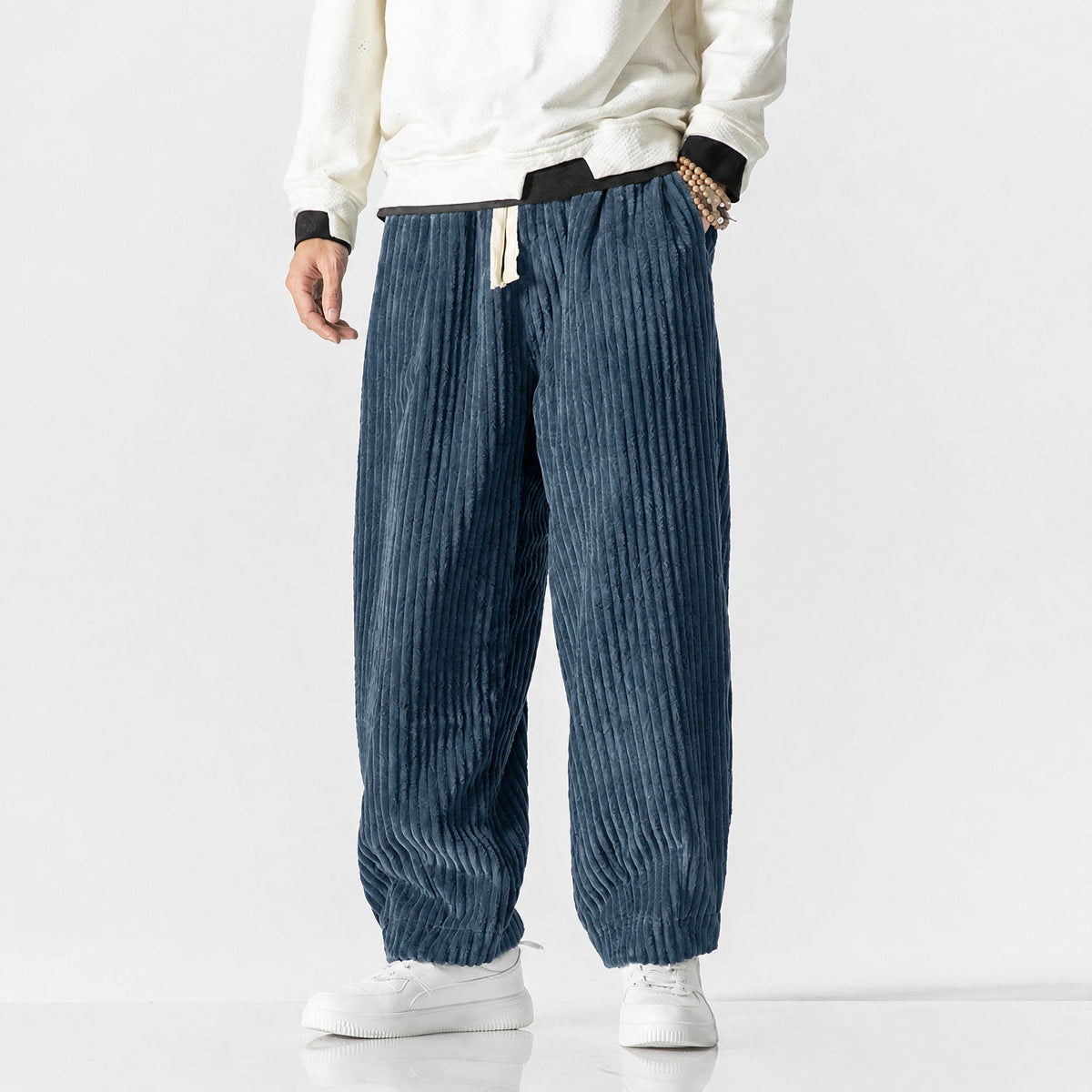 Charlie - Men's Corduroy Wide-Leg Harem Pants with Drawstring Waist
