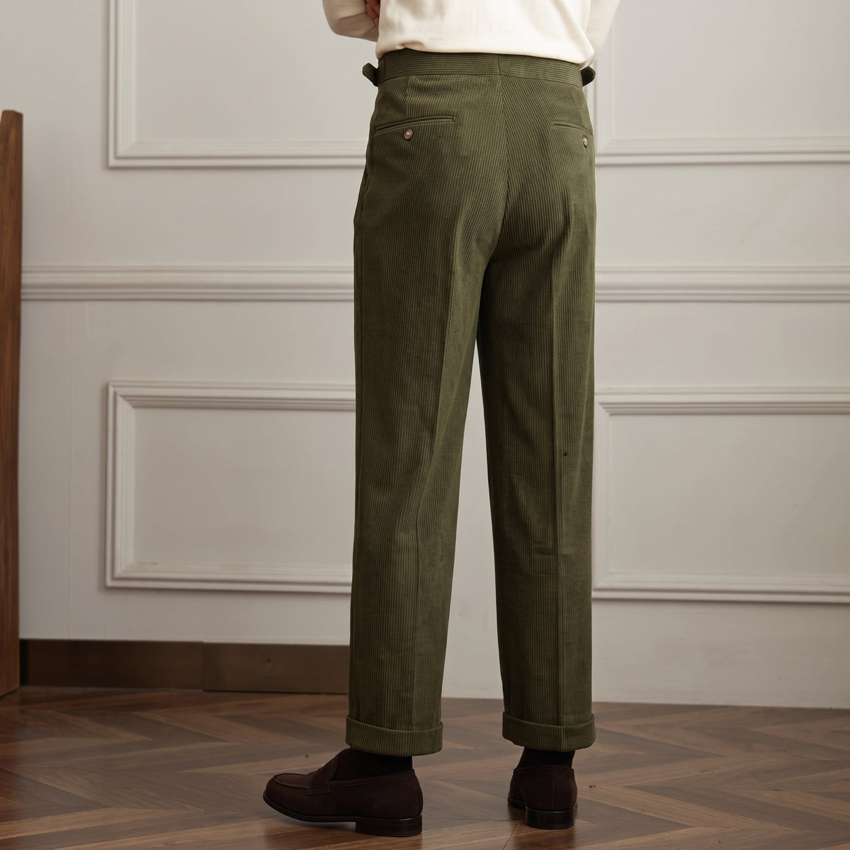 Charlie - Men's High-Waisted Ribbed Texture Trousers