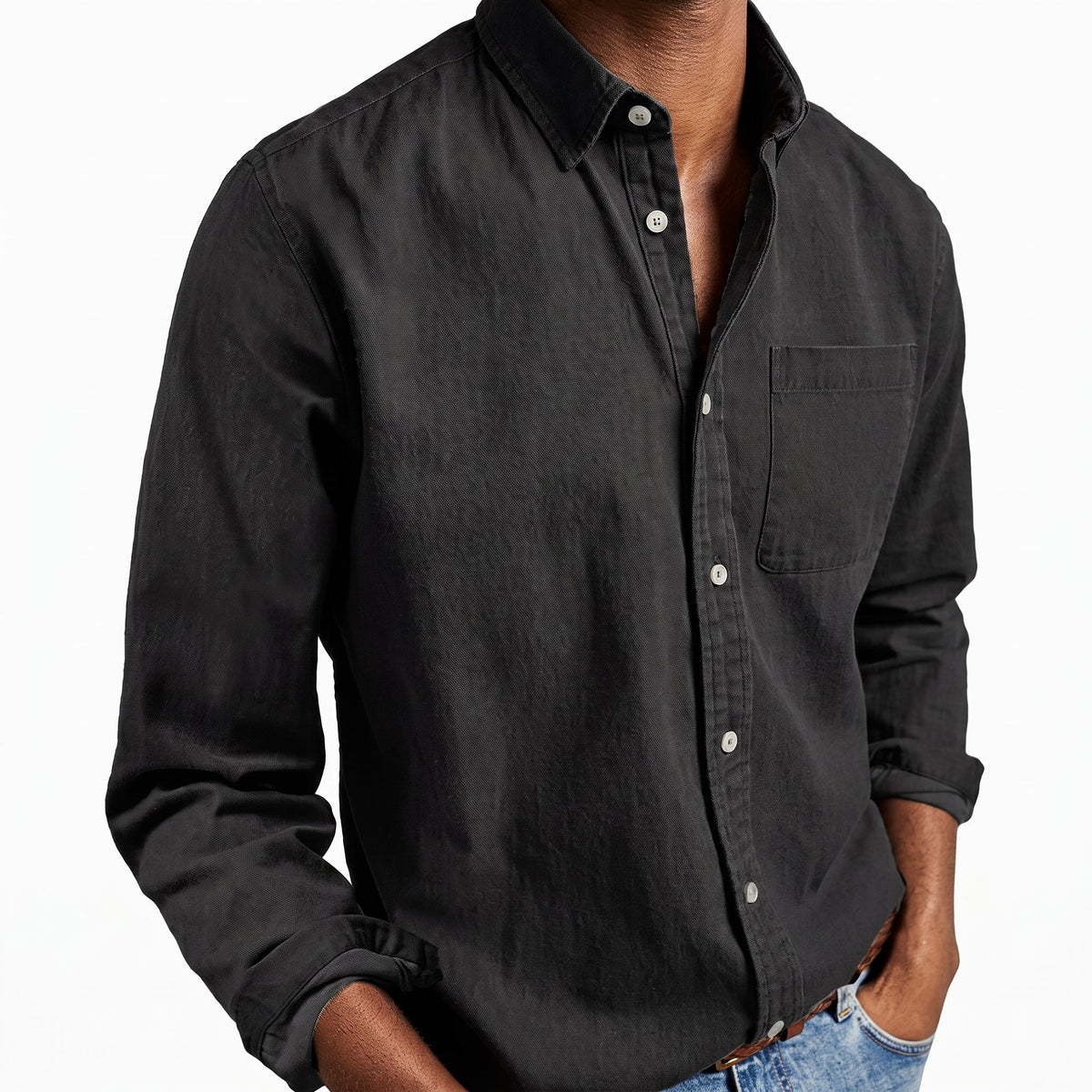 Charlie - Men's Relaxed Fit Button-Down Denim-Look Shirt