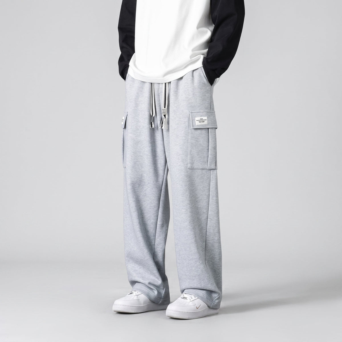 Charlie - Men's Wide-Leg Cargo Jogger Trousers with Drawstring Waist