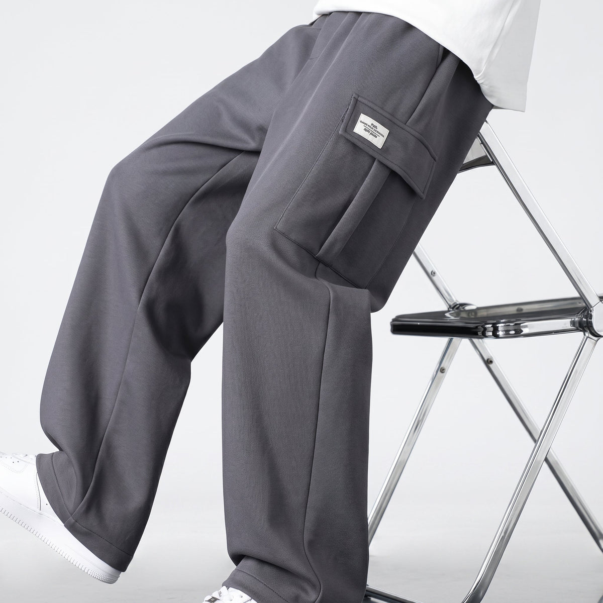 Charlie - Men's Wide-Leg Cargo Jogger Trousers with Drawstring Waist
